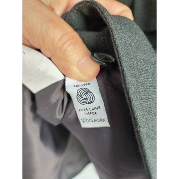 F Carriere Sandra Angelozzi SZ 42 100% Wool Dark Gray Lined Blazer  Woolmark - Picture 5 of 9